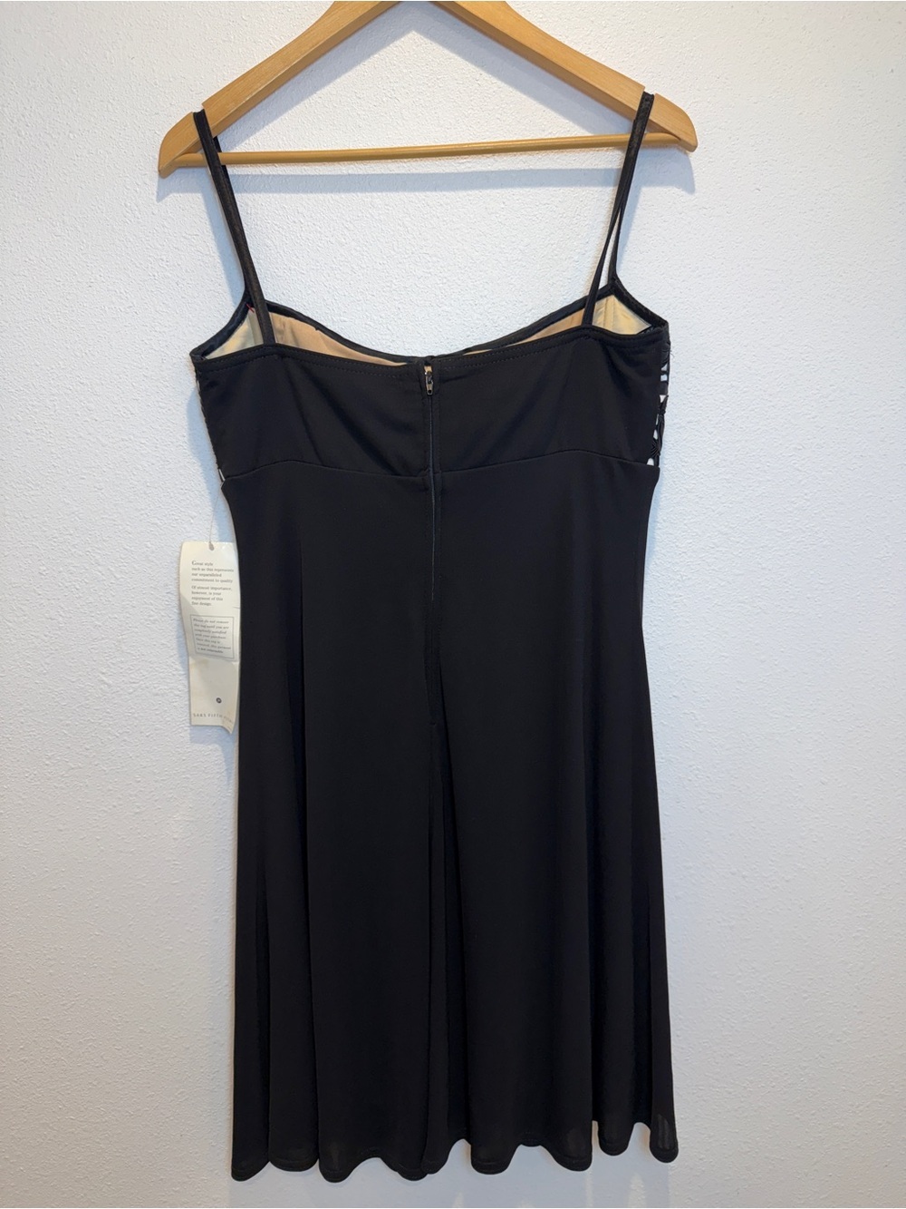 NWT Vintage 90’s Tadashi Saks Fifth Avenue Black Lace-Panel Slip Dress size 12 - Picture 2 of 6
